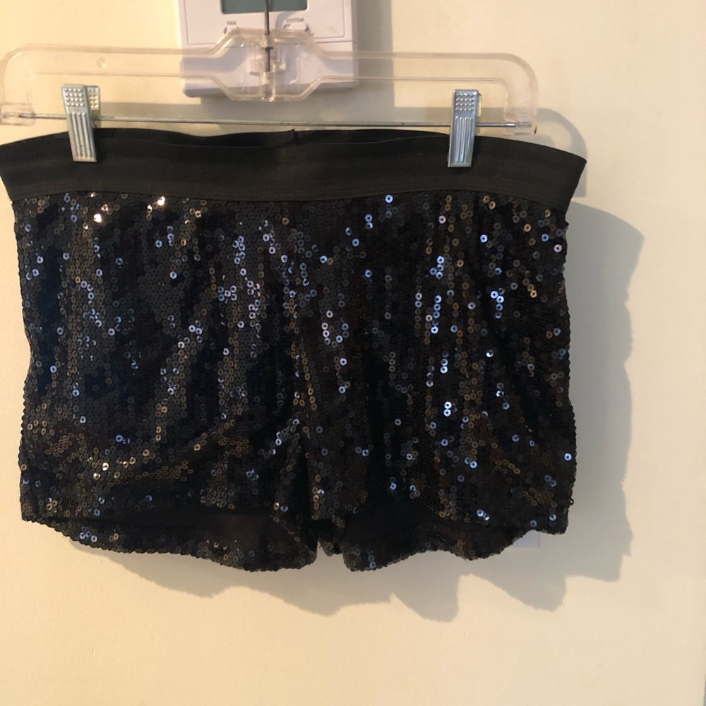 LA TEEZ Blck Sequin Hot Pants Shorts Elastic Waist